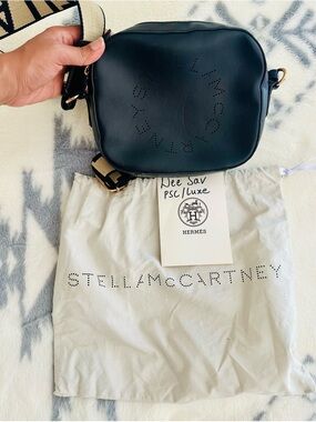 Stella McCartney Navy Perforated Logo Mini Crossbody